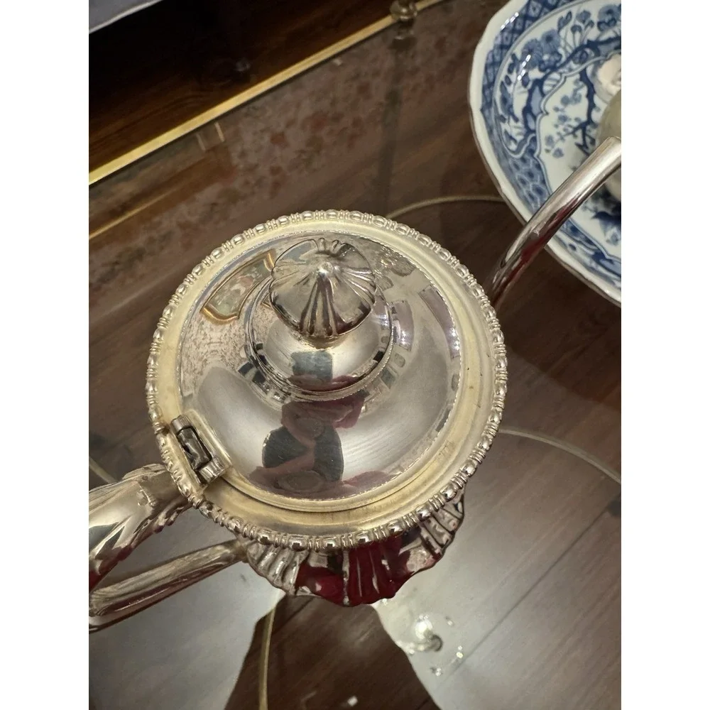 Antique Quadruple Silver Plate Coffee‎ Pot And Creamer C.1890-1910 Edwardian